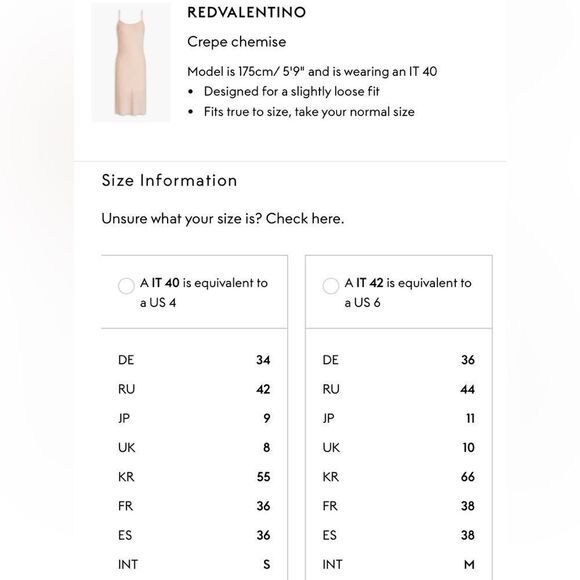 RED VALENTINO Dress Slip NWT Crepe Chemise Neutral Champagne Size 4 - Picture 7 of 8